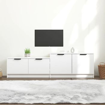 Mueble Tv | Mueble De Salón | Armario Tv Madera Contrachapada Blanco 158,5x36x45 Cm Cfw778810