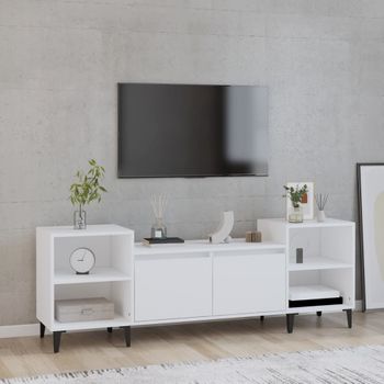 Mueble Tv | Mueble De Salón | Armario Tv Madera Contrachapada Blanco 160x35x55 Cm Cfw778812