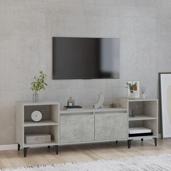 Mueble Tv | Mueble De Salón | Armario Tv Madera Contrachapada Gris Hormigón 160x35x55 Cm Cfw778880