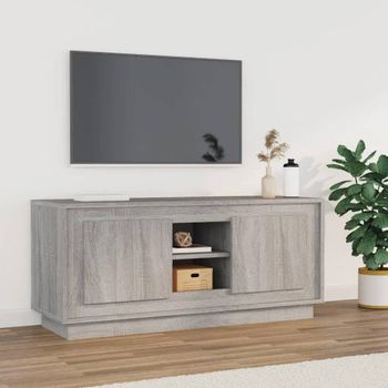 Mueble Tv | Mueble De Salón | Armario Tv Madera Contrachapada Gris Sonoma 102x35x45 Cm Cfw778907