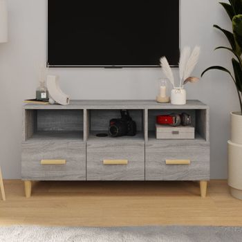 Mueble Tv | Mueble De Salón | Armario Tv Madera Contrachapada Gris Sonoma 102x36x50 Cm Cfw778909