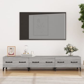 Mueble Tv | Mueble De Salón | Armario Tv Madera Contrachapada Gris Sonoma 150x34,5x30 Cm Cfw778919