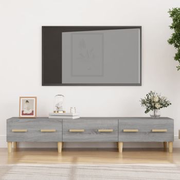 Mueble Tv | Mueble De Salón | Armario Tv Madera Contrachapada Gris Sonoma 150x34,5x30 Cm Cfw778920