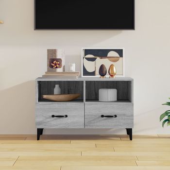 Mueble Tv | Mueble De Salón | Armario Tv Madera Contrachapada Gris Sonoma 80x30x30 Cm Cfw778931