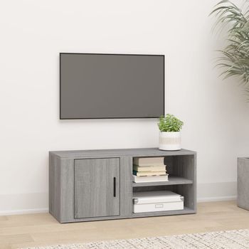 Mueble Tv | Mueble De Salón | Armario Tv Madera Contrachapada Gris Sonoma 80x31,5x36 Cm Cfw778932