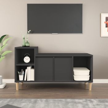 Mueble Tv | Mueble De Salón | Armario Tv Madera Contrachapada Negro 100x35x55 Cm Cfw778971