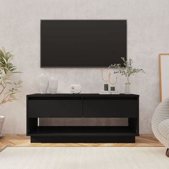 Mueble Tv | Mueble De Salón | Armario Tv Madera Contrachapada Negro 102x41x44 Cm Cfw778981