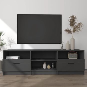 Mueble Tv | Mueble De Salón | Armario Tv Madera Contrachapada Negro 150x33,5x45 Cm Cfw778989