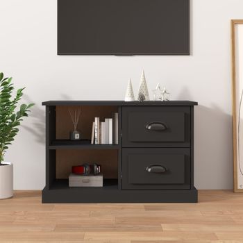 Mueble Tv | Mueble De Salón | Armario Tv Madera Contrachapada Negro 73x35,5x47,5 Cm Cfw778999