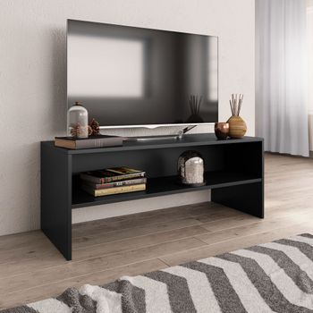 Mueble Tv | Mueble De Salón | Armario Tv Madera Contrachapada Negro100x40x40 Cm Cfw779024