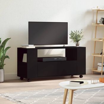 Mueble Tv | Mueble De Salón | Armario Tv Madera De Ingeniería Negro 102x34,5x43 Cm Cfw779183