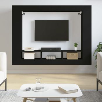 Mueble Tv | Mueble De Salón | Armario Tv Madera De Ingeniería Negro 152x22x113 Cm Cfw779188