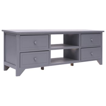 Mueble Tv | Mueble De Salón | Armario Tv Madera De Paulownia Gris 115x30x40 Cm Cfw779205