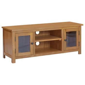 Mueble Tv | Mueble De Salón | Armario Tv Madera Maciza De Roble 110x35x44 Cm Cfw779241