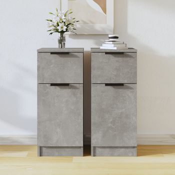 Pack 2 Uds Aparador | Armario De Cocina | Buffet De Salón Madera Contrachapada Gris Hormigón 30x30x70 Cm Cfw732216