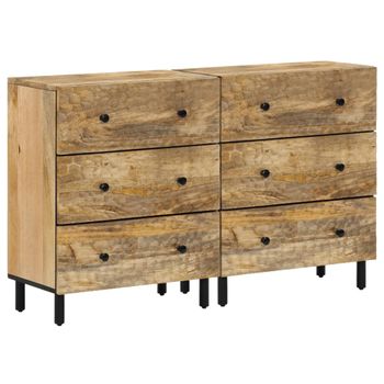 Pack 2 Uds Aparador | Armario De Cocina | Buffet De Salón Madera Maciza De Mango 60x33x75 Cm Cfw732218