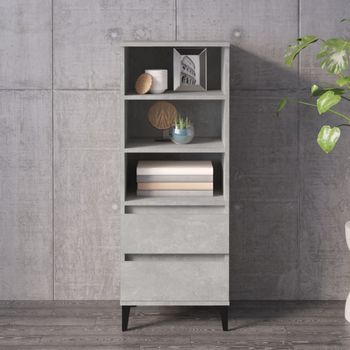 Aparador Alto | Armario De Cocina | Buffet De Salón Madera Contrachapada Gris Hormigón 40x36x110 Cm Cfw733200