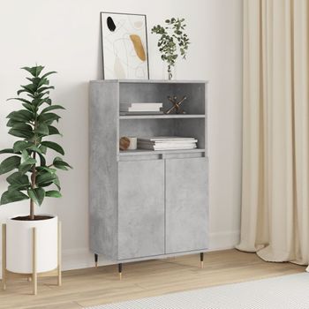 Aparador Alto | Armario De Cocina | Buffet De Salón Madera Contrachapada Gris Hormigón 60x36x110 Cm Cfw733203