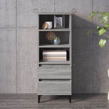 Aparador Alto | Armario De Cocina | Buffet De Salón Madera Contrachapada Gris Sonoma 40x36x110 Cm Cfw733598