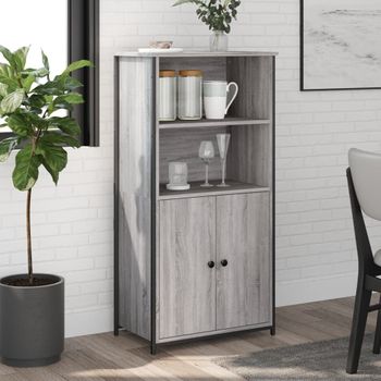 Aparador Alto | Armario De Cocina | Buffet De Salón Madera Contrachapada Sonoma Gris 62x36x121,5 Cm Cfw734296