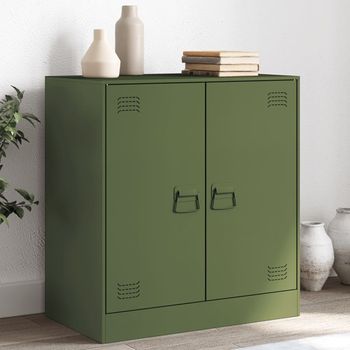 Aparador | Armario De Cocina | Buffet De Salón De Acero Verde Oliva 67x39x73 Cm Cfw734896