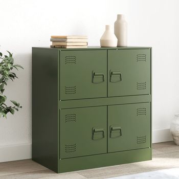 Aparador | Armario De Cocina | Buffet De Salón De Acero Verde Oliva 67x39x73 Cm Cfw734897