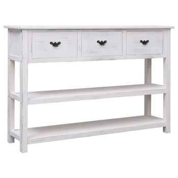 Aparador | Armario De Cocina | Buffet De Salón De Madera Blanco Envejecido 115x30x76 Cm Cfw734930