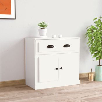 Aparador | Armario De Cocina | Buffet De Salón De Madera Contrachapada Blanco 70x35,5x67,5 Cm Cfw735008