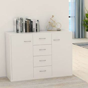 Aparador | Armario De Cocina | Buffet De Salón De Madera Contrachapada Blanco 88x30x65 Cm Cfw735024