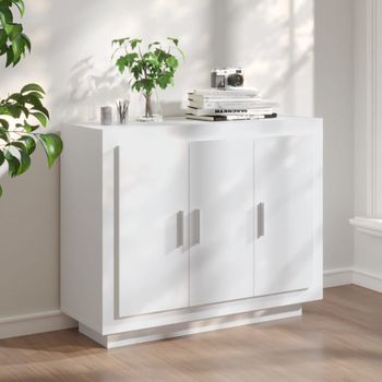 Aparador | Armario De Cocina | Buffet De Salón De Madera Contrachapada Blanco 92x35x75 Cm Cfw735026