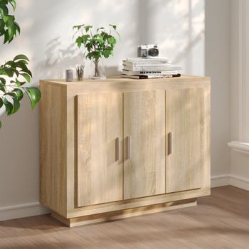 Aparador | Armario De Cocina | Buffet De Salón De Madera Contrachapada Color Roble Sonoma 92x35x75 Cm Cfw735229