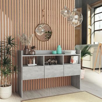 Aparador | Armario De Cocina | Buffet De Salón De Madera Contrachapada Gris Hormigón 105x30x70 Cm Cfw735253