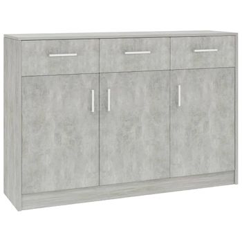 Aparador | Armario De Cocina | Buffet De Salón De Madera Contrachapada Gris Hormigón 110x30x75 Cm Cfw735255