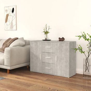 Aparador | Armario De Cocina | Buffet De Salón De Madera Contrachapada Gris Hormigón 91x29,5x65 Cm Cfw735572