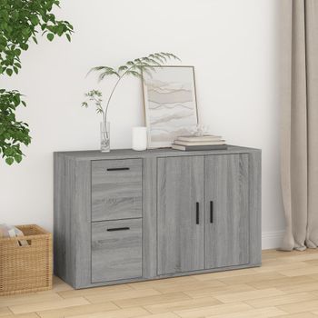 Aparador | Armario De Cocina | Buffet De Salón De Madera Contrachapada Gris Sonoma 100x33x59,5 Cm Cfw735576