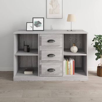 Aparador | Armario De Cocina | Buffet De Salón De Madera Contrachapada Gris Sonoma 104,5x35,5x67,5 Cm Cfw735580