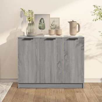 Aparador | Armario De Cocina | Buffet De Salón De Madera Contrachapada Gris Sonoma 90,5x30x70 Cm Cfw735658