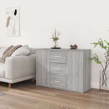 Aparador | Armario De Cocina | Buffet De Salón De Madera Contrachapada Gris Sonoma 91x29,5x65 Cm Cfw735659