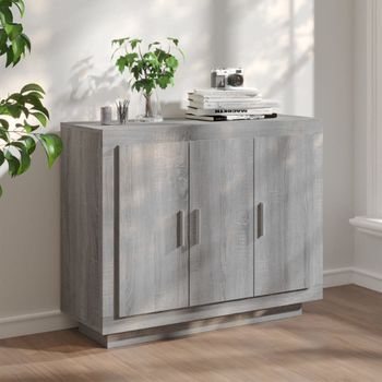 Aparador | Armario De Cocina | Buffet De Salón De Madera Contrachapada Gris Sonoma 92x35x75 Cm Cfw735661