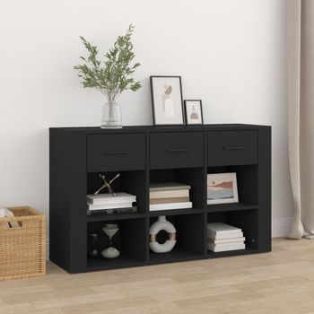 Aparador | Armario De Cocina | Buffet De Salón De Madera Contrachapada Negro 100x30x59,5 Cm Cfw735684