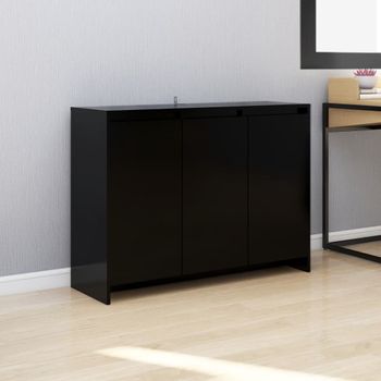 Aparador | Armario De Cocina | Buffet De Salón De Madera Contrachapada Negro 102x33x75 Cm Cfw735686