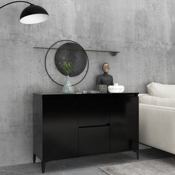 Aparador | Armario De Cocina | Buffet De Salón De Madera Contrachapada Negro 104x35x70 Cm Cfw735693