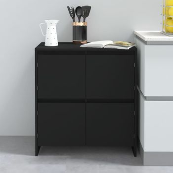 Aparador | Armario De Cocina | Buffet De Salón De Madera Contrachapada Negro 70x41x75 Cm Cfw735933