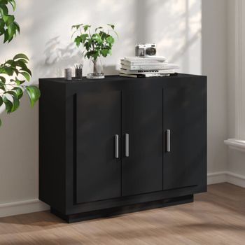 Aparador | Armario De Cocina | Buffet De Salón De Madera Contrachapada Negro 92x35x75 Cm Cfw735950