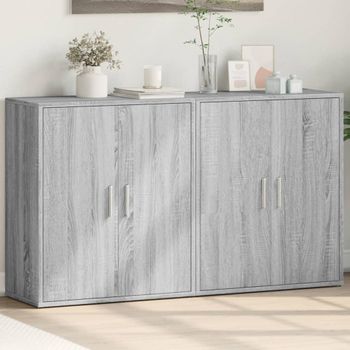 Pack 2 Uds Aparador | Armario De Cocina | Buffet De Salón De Madera De Ingeniería Gris Sonoma 60x31x70 Cm Cfw736316