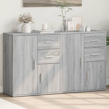 Pack 2 Uds Aparador | Armario De Cocina | Buffet De Salón De Madera De Ingeniería Gris Sonoma 60x31x70 Cm Cfw736317