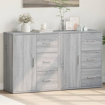 Pack 2 Uds Aparador | Armario De Cocina | Buffet De Salón De Madera De Ingeniería Gris Sonoma 60x31x70 Cm Cfw736319