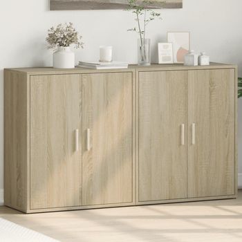 Pack 2 Uds Aparador | Armario De Cocina | Buffet De Salón De Madera De Ingeniería Roble Sonoma 60x31x70 Cm Cfw736332