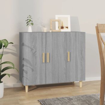 Aparador | Armario De Cocina | Buffet De Salón De Madera De Ingeniería Gris Sonoma 90x34x80 Cm Cfw736688