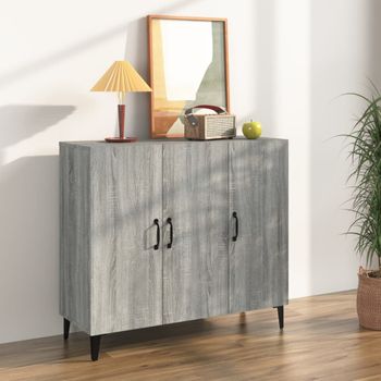 Aparador | Armario De Cocina | Buffet De Salón De Madera De Ingeniería Gris Sonoma 90x34x80 Cm Cfw736689